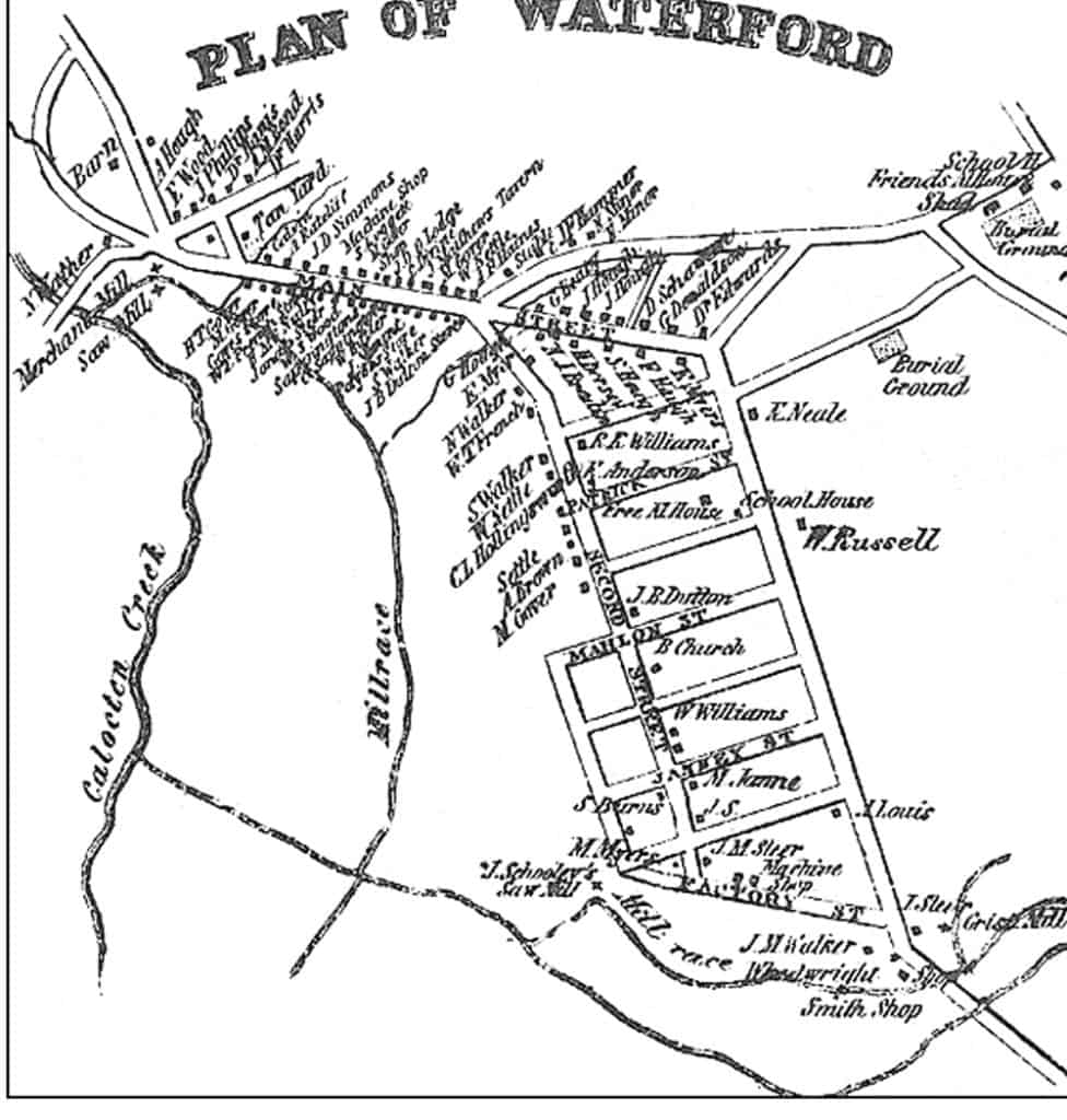 This map, adapted from an 1854 Loudoun County map by Quaker historian Yardley Taylor